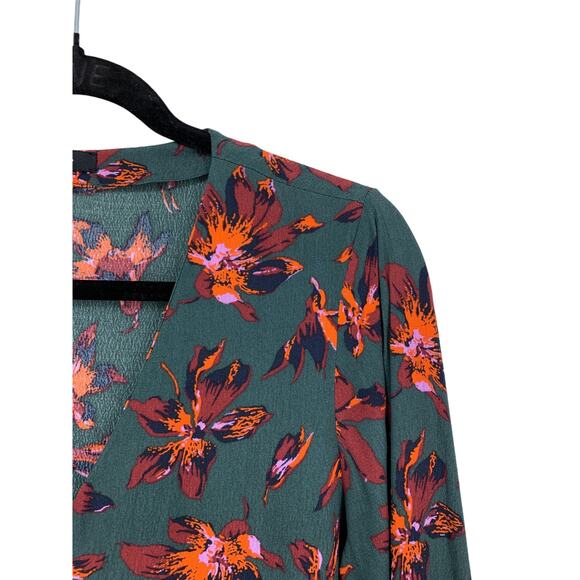 Madewell Easy Dress Womens Small Long Sleeve Button Front Green Floral Print - Picture 2 of 6